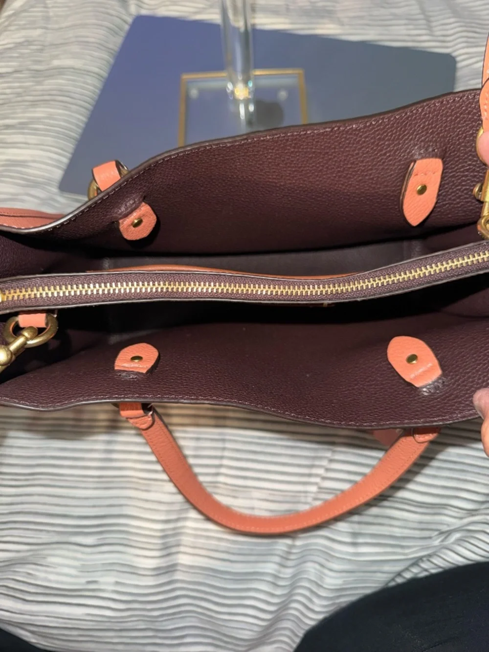 Coach Tyler Carryall Handbag Brass Light Coral Leather, NWOT!